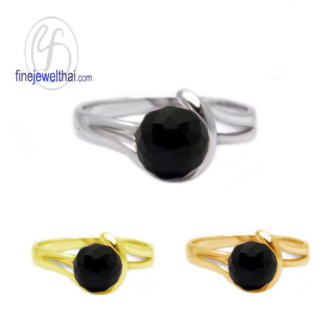 Finejewelthai แหวนนิลแท้-แหวนเงินแท้-Black Spinel-Onyx-Ring-R1135on
