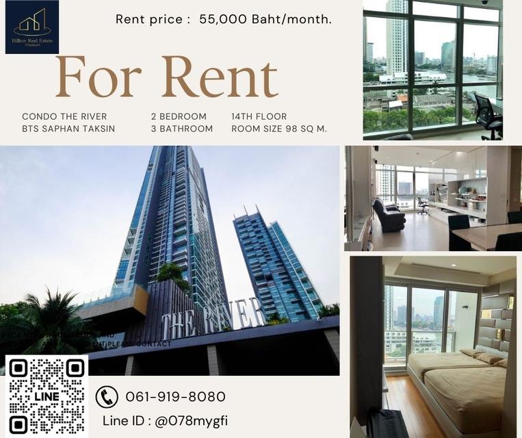 Condo For Rent "The River Condo" -- 2 Bed 98 Sq.m. 55,000 Baht -- Luxury condo along the Chao Phraya River! 1