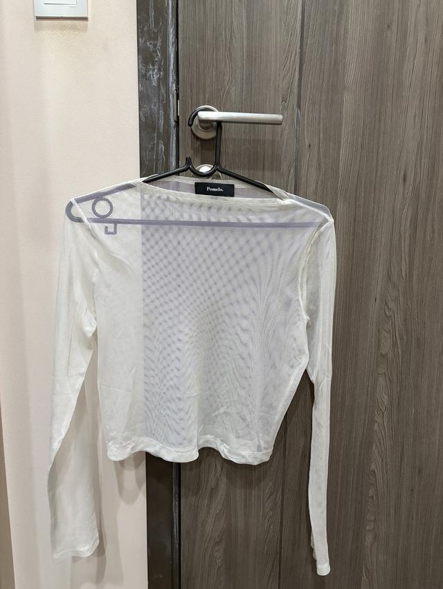 Pomelo เสื้อซีทรูตาข่ายสีขาว
