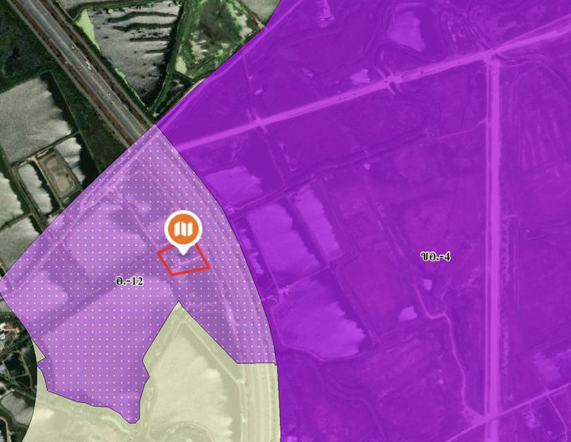 ขายที่ดิน (EEC) 4-2-40 ไร่ เป็นพื้นที่สีม่วงอ่อนลายจุด ติดถนนคู่ขนานมอเตอร์เวย์ 2