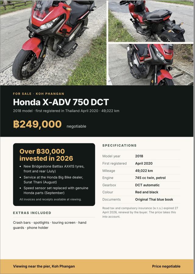 ขาย Honda X-ADV 750 DCT ปี 2018 (จดทะเบียนปี 2020) รูปที่ 5