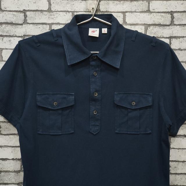 Uniqlo x Michael Bastian เสื้อโปโลสีน้ำเงินเข้ม กระเป๋าคู่หน้าอก รูปที่ 2