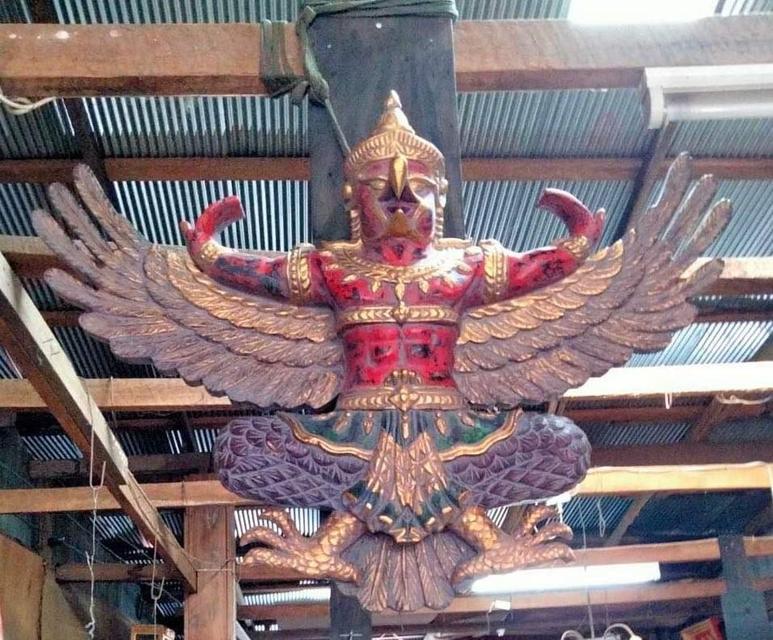 พญาครุฑไม้สัก ขนาด110ซม ครุฑไม้แกะ 3