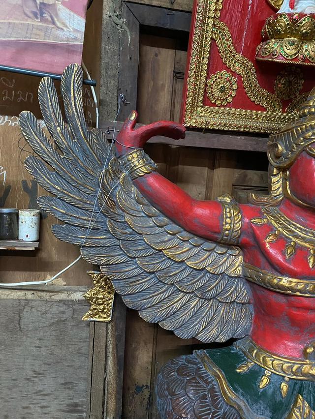 พญาครุฑไม้สัก ขนาด1เมตร20ซม ครุฑไม้แกะสลัก