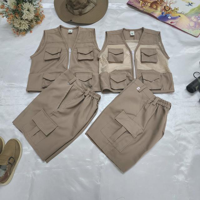 ชุดเด็กนักสำรวจ นักเดินทาง เที่ยวแค้มปิ้ง เที่ยวสวนสัตว์ สีธรรมชาติ มีหลายไซร์ รูปที่ 7