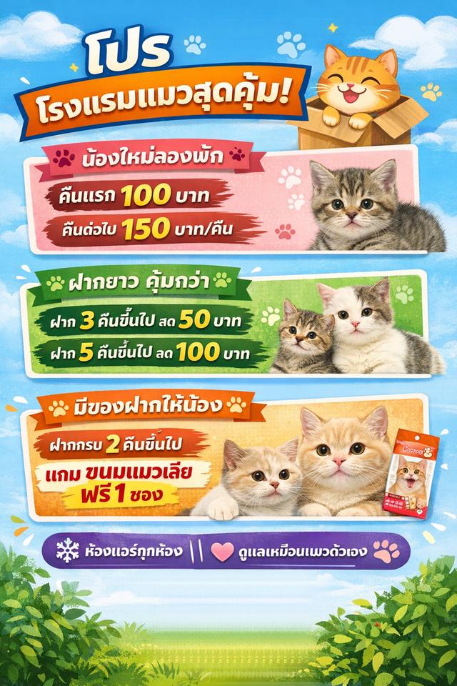🐈โรงแรมแมว รับฝากแมวชลบุรี 3
