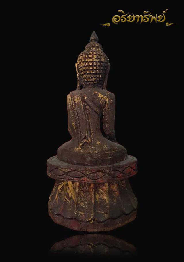 พระพุทธไม้แกะศิลปพม่า (ปางมารวิชัย) 2