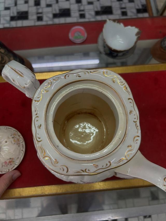 กาน้ำเนื้อเซรามิก porcelain งานยุโรปเก่า (ตำหนิตามภาพ) 3