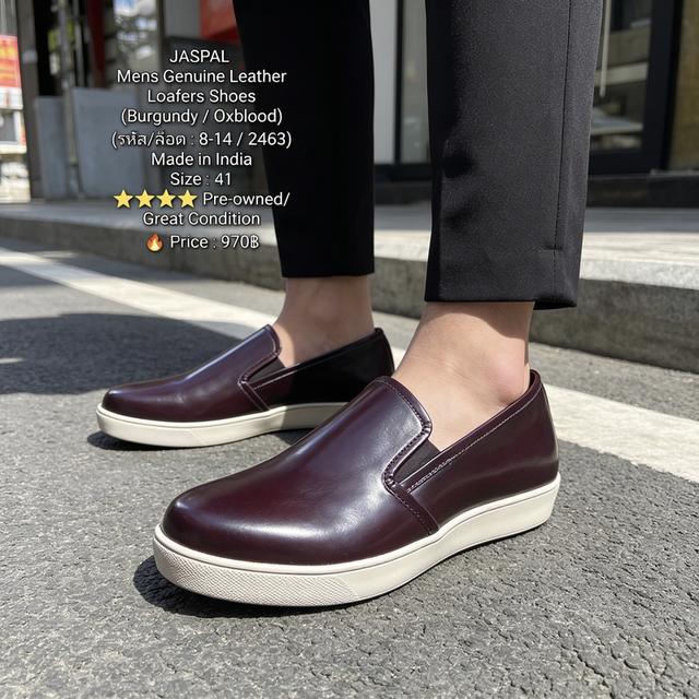 JASPAL Mens Genuine Leather Loafers Shoes (Burgundy / Oxblood)(รหัส/ล็อต : 8-14 / 2463)Made in IndiaSize : 41