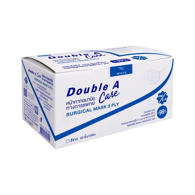 Double A Care หน้ากากอนามัยทางการแพทย์ ชนิดยางยืด 3 ชั้น สีขาว SURGICAL MASK 3 PLY level 2 2