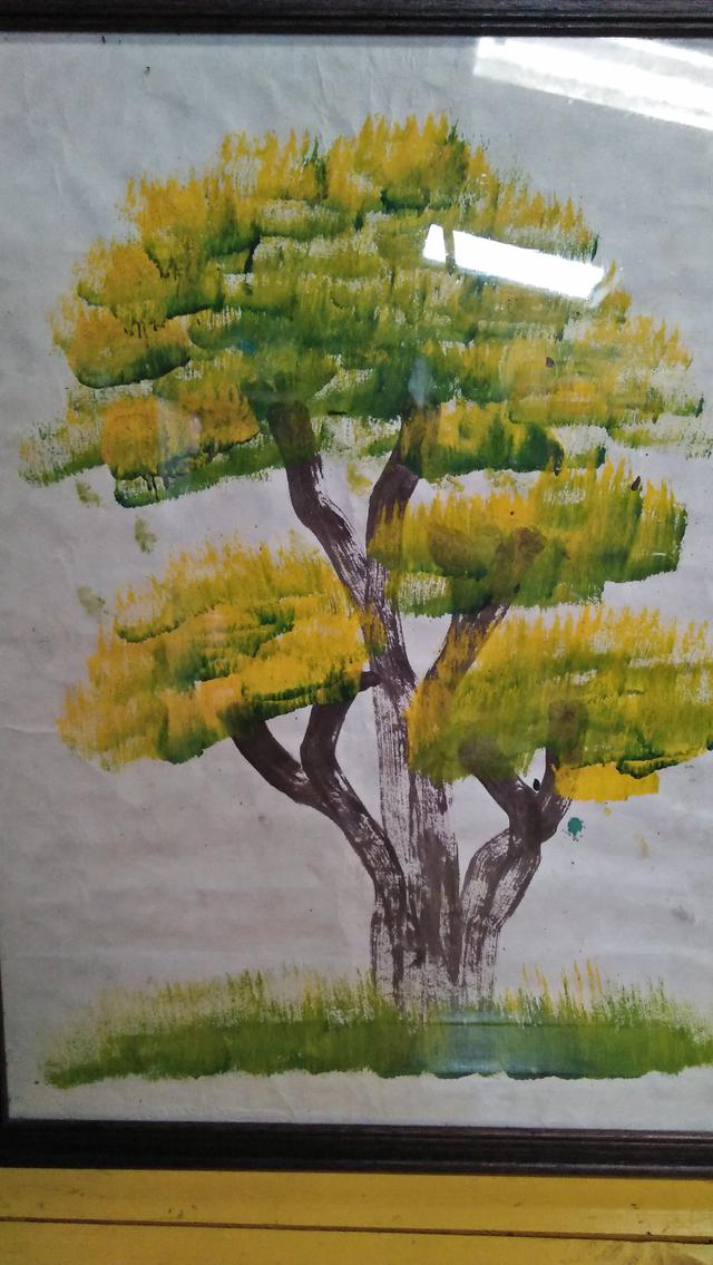 กรอบรูปผลงานศิลปะจากช้างไทยวาดรูป ต้นไม้ของพ่อ 2