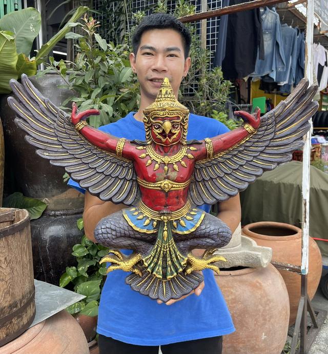 พญาครุฑองค์ลอย ครุฑแขวนผนัง ขนาด70ซม ครุฑเก่า องค์ใหญ่ รูปย่อยที่ 3