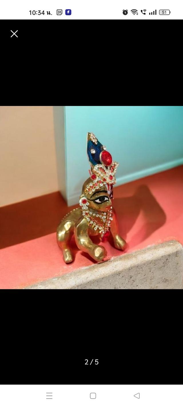 พระกฤษณะปางเด็ก เนื้อทองเหลือง รูปที่ 2