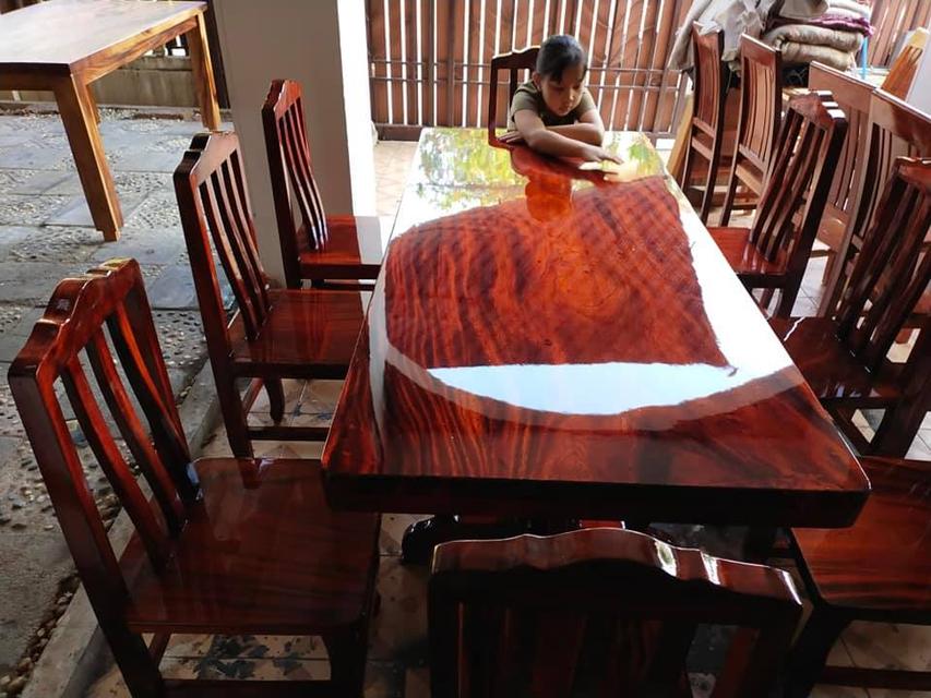 โต๊ะไม้  ขนาด 80x180+เก้าอี้  8 ตัว 4
