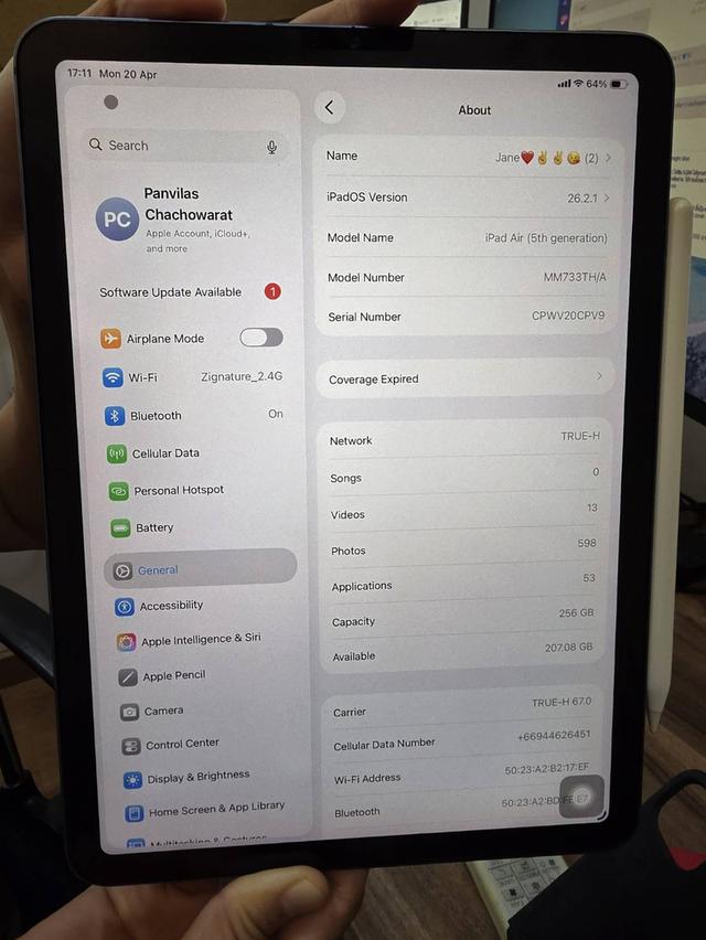 Ipad Air 5 256Gb WiFi+Cellualar สีฟ้า รูปย่อยที่ 4