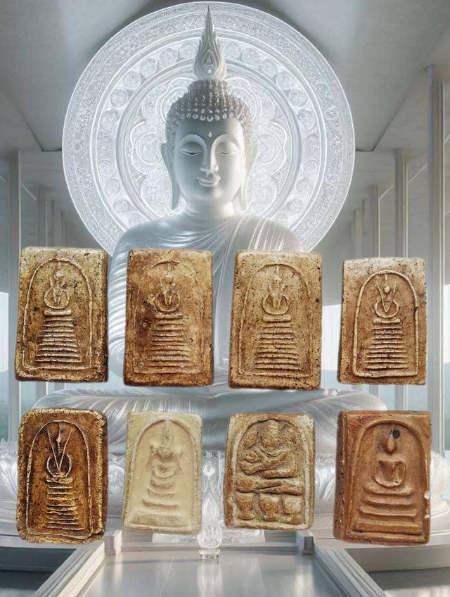 สมเด็จพิมพ์ฐาน9 ชั้นอกV พิมพ์ชฎาพรหมเกศ ขรัวโตพิมพ์ 3 บาตร สมเด็จ หลังฝังพระยอดธง