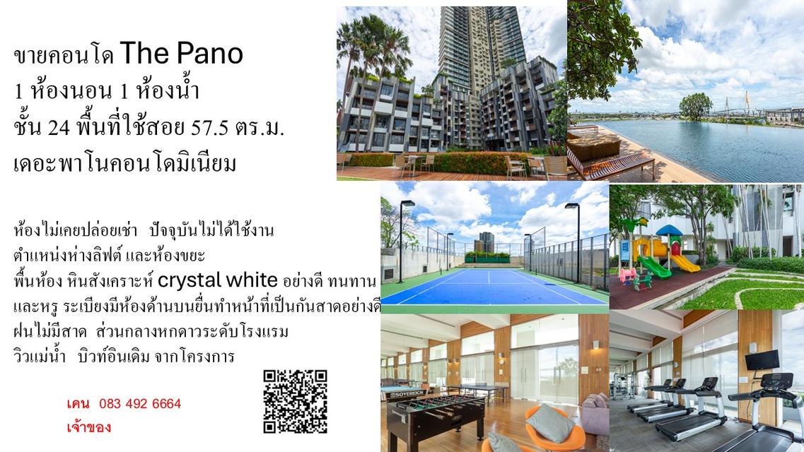 ขาย เดอะพาโนคอนโดมิเนียม วิวแม่น้ำ ชั้น 24 57.5ตรม 12