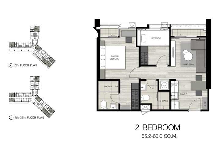 ขายคอนโด เดอะคีย์ สาทร-เจริญราษฎร์ 2bed 2bath ขนาด55ตรม. ชั้น17 ห้องใหม่มือ1 ยังไม่เคยเข้าอยู่ ตกแต่งสวย 6