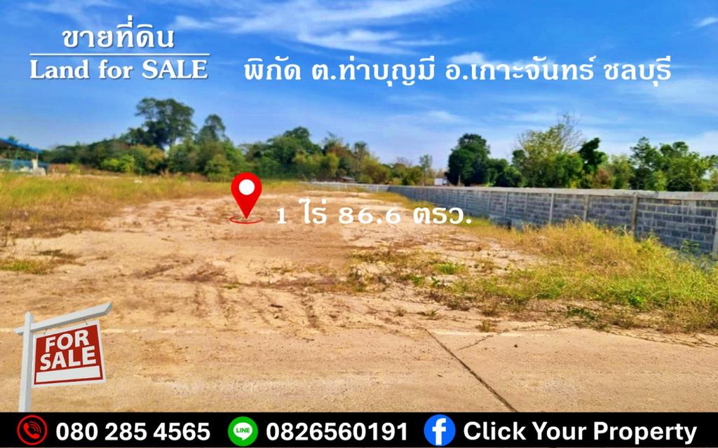 ขาย ที่ดิน ใกล้ถนน 331 เพียง 1.3 กม. เท่านั้น ที่ดินถมแล้ว เกาะจันทร์ ชลบุรี 1 ไร่ 86.6 ตรว .พร้อมกำแพงกั้นแบ่งเขต