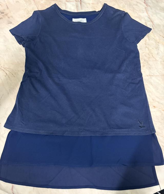 เสื้อยืดมีชีฟองด้านในสีน้ำเงิน cc double o