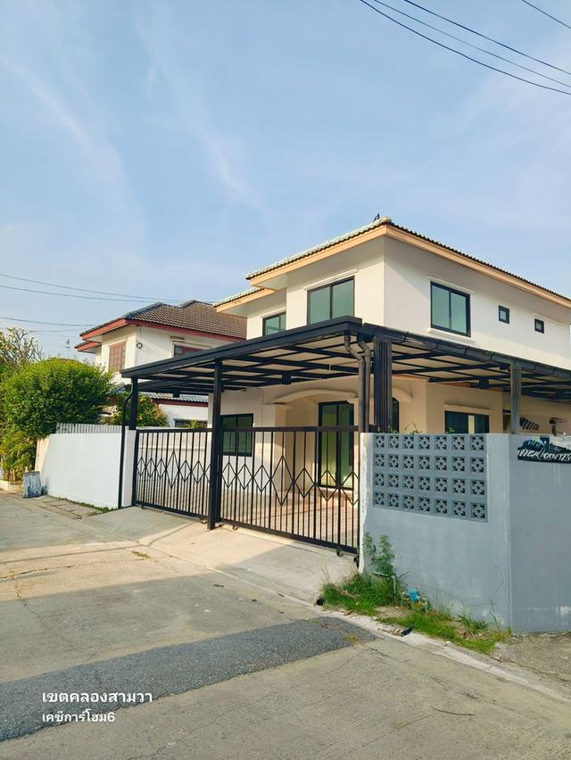 บ้านเดี่ยวมีนบุรี  คลองสามวา  นิมิตใหม่  หมู่บ้านเคซีการ์เด้นโฮม 6 บ้าน 4 ห้องนอน มีห้องนอนชั้นล่าง นัดชมบ้าน 085-318-6868 คุณวา 1