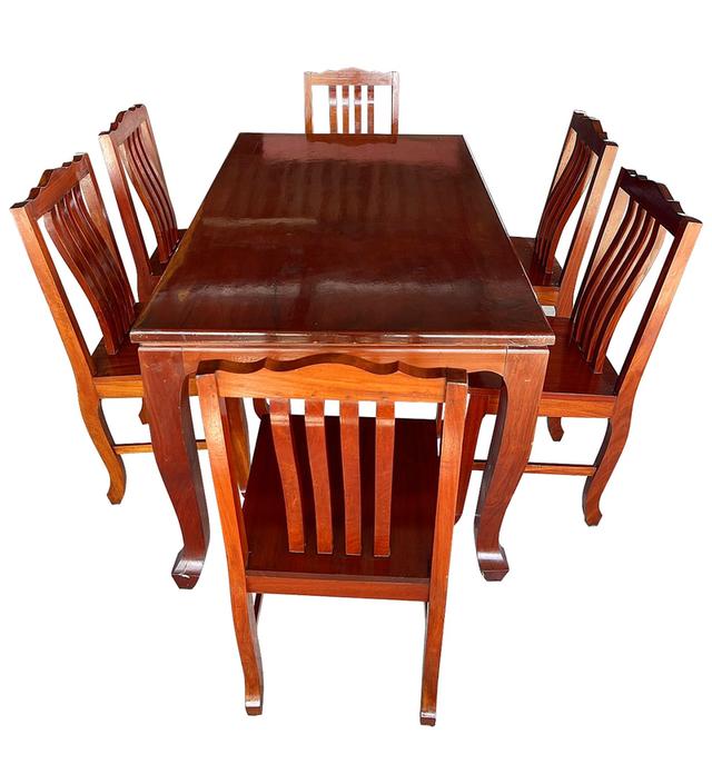 ชุดโต๊ะไม้ประดู่ 6ที่นั่ง โต๊ะไม้ประดู่แผ่นเดียว โต๊ะไม้ประดู่ โต๊ะรับประทานอาหาร