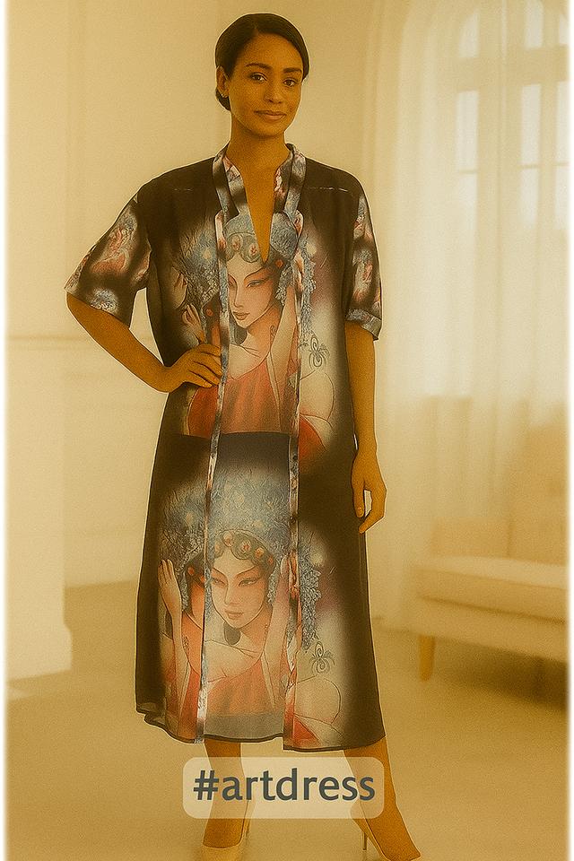 เดรสเชิ้ตพิมพ์ลาย Beijing Opera Beijing Opera Print Shirt Dress @SP050