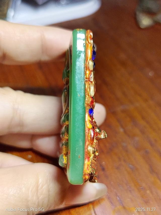 พระสมเด็จ แก้วมณีโชติเขียว หลัง พระแก้วมรกต ประดับฉัพรรณรังสี ลงรักปิดทองเก่า พระสายวัง รูปที่ 3