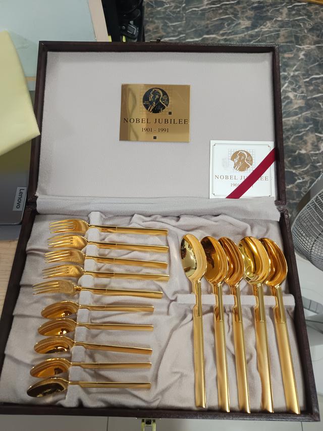 ชุดช้อนVintage Yamazaki Nobel Jubilee 1901-1991 Gold Plated 24KGP Cutlery Set