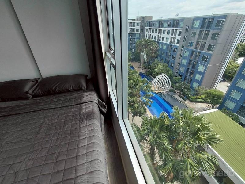 ให้เช่าคอนโด ใกล้สนามบินดอนเมือง Happy Condo ดอนเมือง ห้องขนาด 24 ตรม 1นอน 1น้ำ ชั้น 8 อาคาร C วิวสระว่ายน้ำ - ghd000711
