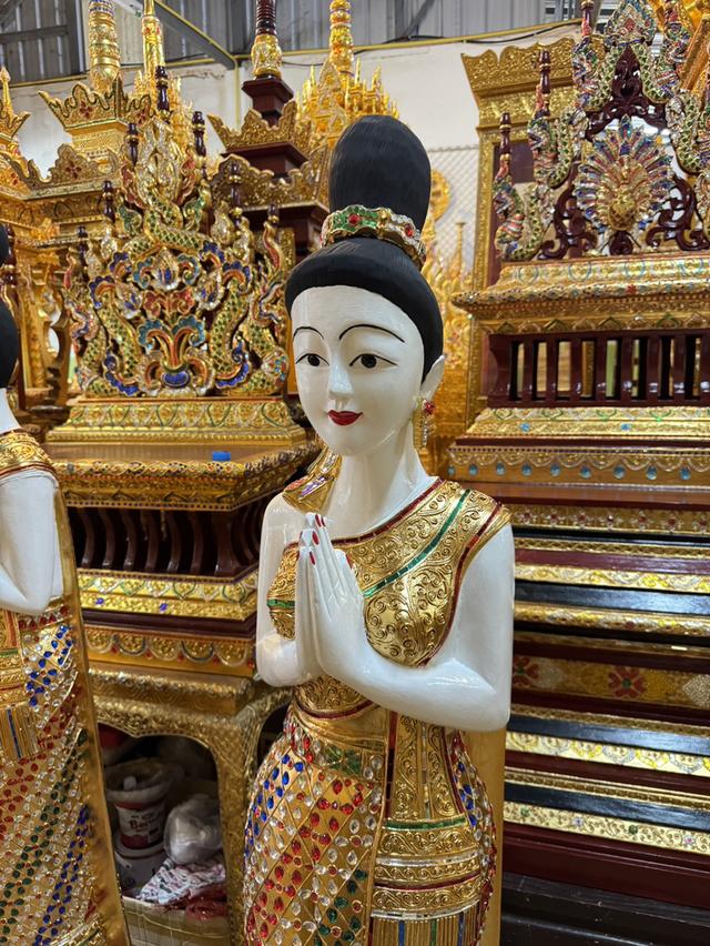 หุ่นนางไหว้ต้อนรับ แกะสลักจากไม้ รูปย่อยที่ 2