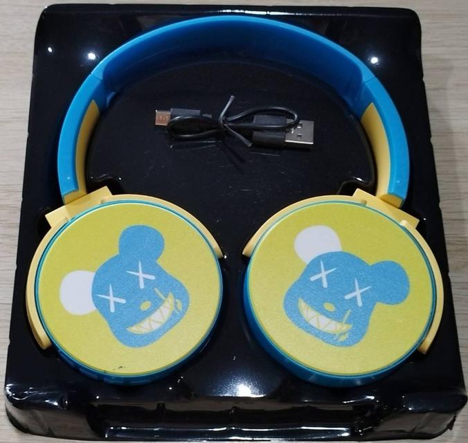 ขายหูฟังบลูทูธไร้สายแบบครอบหู (Bluetooth Headphone Stereo) Bearbrick รุ่น DR-53 สีเหลือง-ฟ้า (ทูโทน) สินค้าใหม่ 4