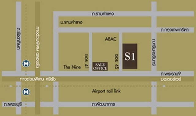 คอนโด S1 RAMA9 ให้เช่า 1 ห้องนอน 33 ตร.ม. ชั้น 5 วิวสระว่ายน้ำ 8