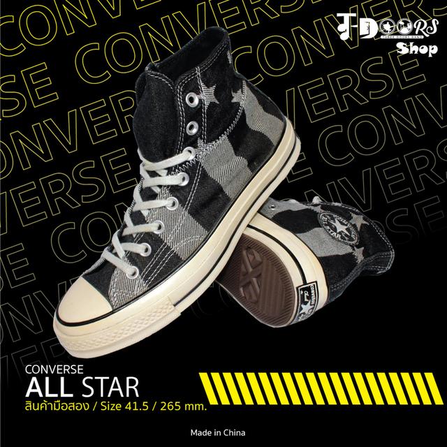CONVERSE ผ้าใบหุ้มข้อมือสอง ลายขาวสลับดำ สภาพเหมือนใหม่ จัดส่งฟรี!!! เก็บปลายทาง