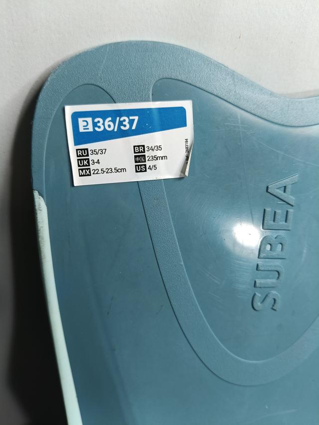 ตีนกบดำน้ำตื้น Subea สีฟ้ามิ้นท์ ไซส์ EU 36/37 Made in Italy รูปที่ 5
