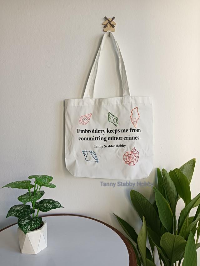 กระเป๋าผ้าปักมือรูปหอยทะเล totebags รูปที่ 2
