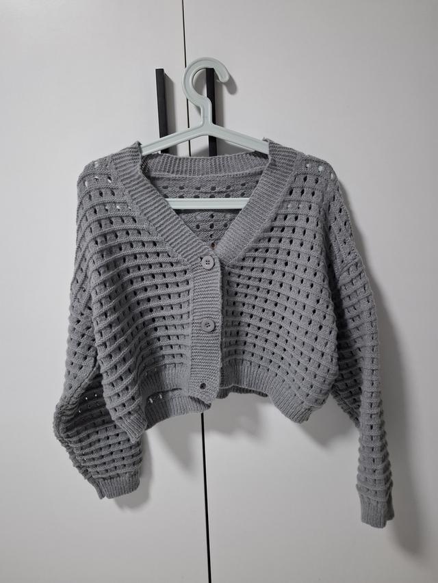 เสื้อไหมพรมแขนยาวสีเทา