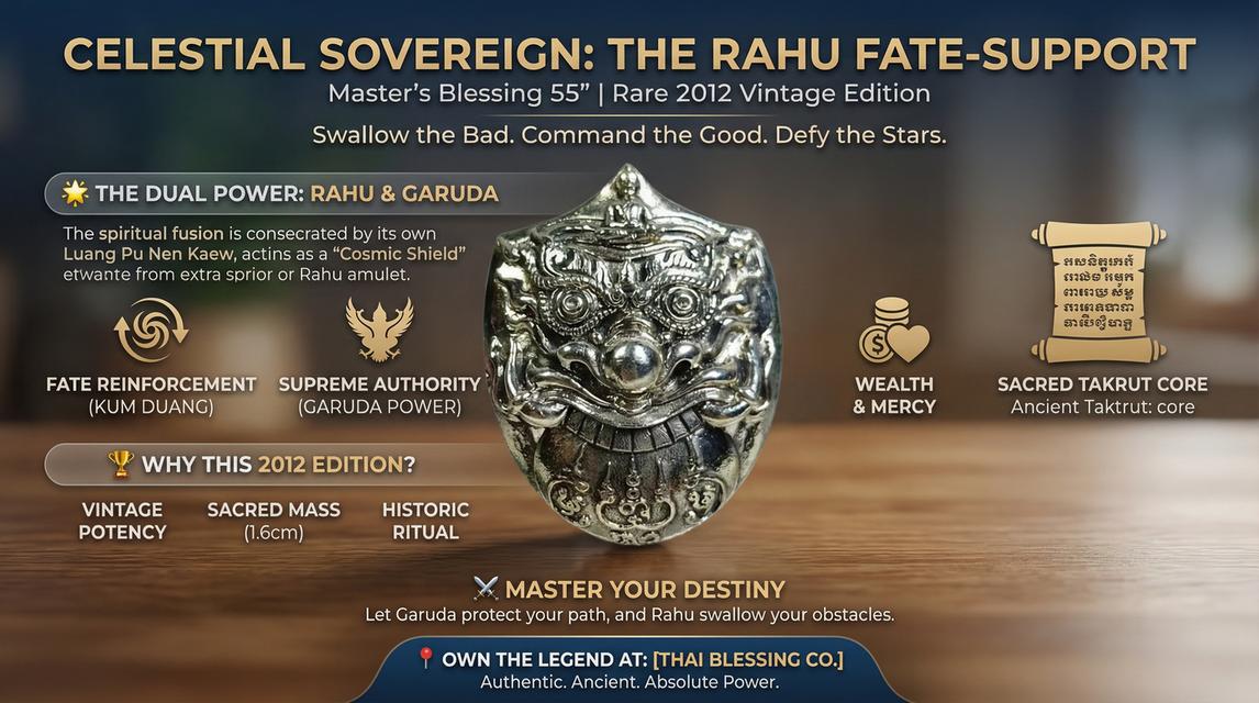 🌑🦅 Celestial Sovereign: The Rahu Fate-Support & Garuda Power Talisman – Master’s Blessing 55 Edition (Luang Pu Nen Kaew) รูปที่ 5