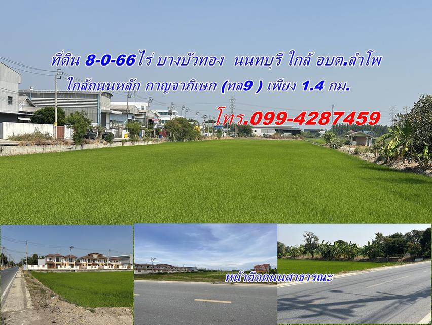 ที่ดิน 8ไร่ บางบัวทอง นนทบุรี ใกล้ อบต.ลำโพ 1