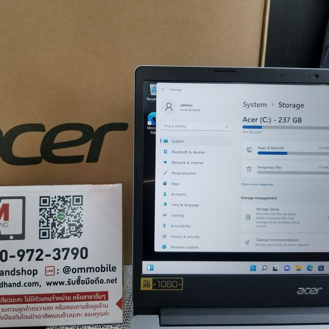 รูป ขาย/แลก Acer Aspire3 Pure Silver Ram4 SSD256G Intel Pentium Silver N6000 ประกันศูนย์ 15/10/2566 สภาพสวย เพียง 9,900 บาท  2
