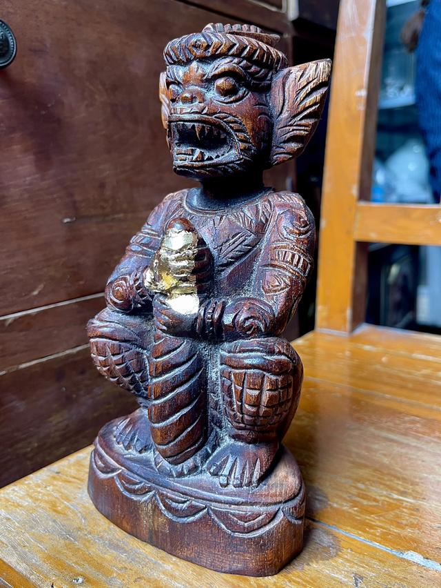 หนุมานไม้สักแกะสลัก หลวงพ่อดิ่ง วัดบางวัว หนุมานไม้โบราณ 6