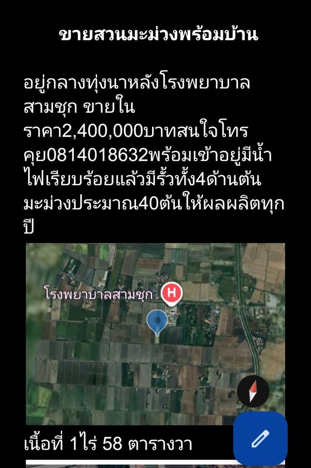 ที่ดินพร้อมสิ่งปลูกสร้างมีบ้านพักน้ำไฟพร้อมและมีสวนมะม่วงประมาณ40ต้นออกผลผลิตแล้วทุกปีสามารถทำกินทำขายได้ 9