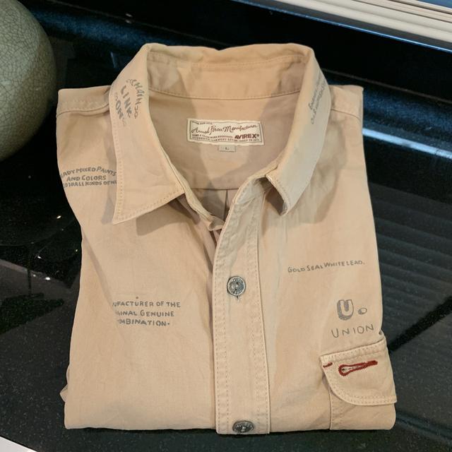 เสื้อเชิ้ต Avirex สีน้ำตาลเบจ รูปที่ 15