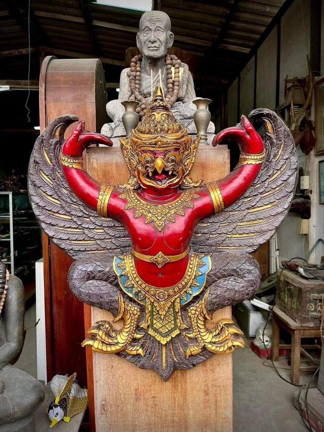 พญาครุฑแขวนผนัง ครุฑหน้าดุ ขนาด65x65cm ครุฑหน้ายักษ์