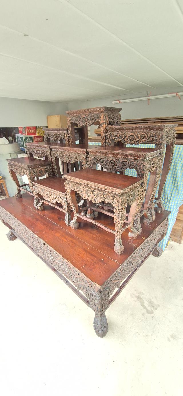 โต๊ะหมู่บูขา หมู่9 ไม้สักแกะสลัก