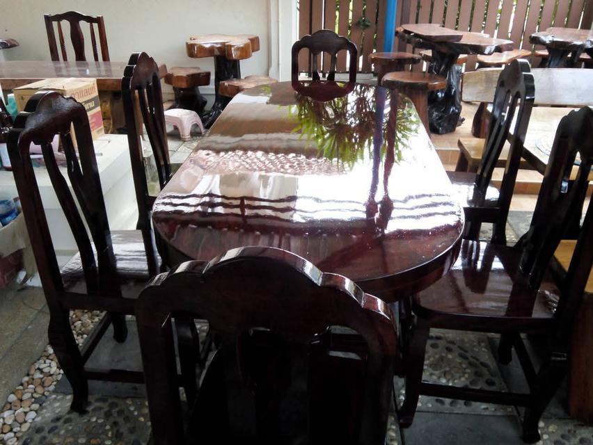 โต๊ะไม้ 80x180 พร้อมเก้าอี้ 6  ตัว