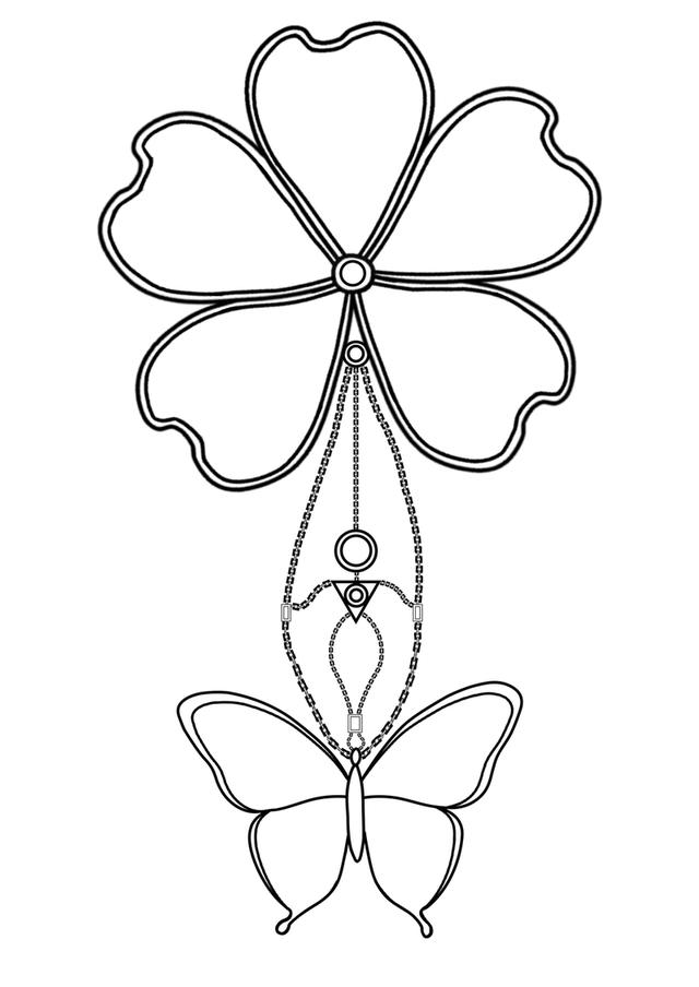 งานวาด ต่างหู ดอกไม้และผีเสื้อ