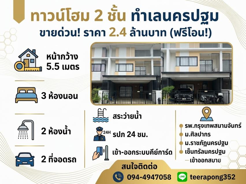 ทาวโฮม 2 ชั้น 3 ห้องนอน 2 ห้องน้ำ หมู่บ้านพฤษภาพรรณ แกรนลำพยา 3 2