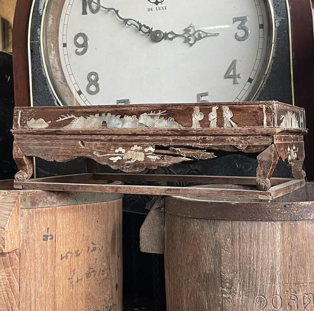 กี๋น้ำชา กี๋ไม้ประดับมุก กี๋สำหรับวางกาน้ำชา กี๋น้ำชาโบราณ