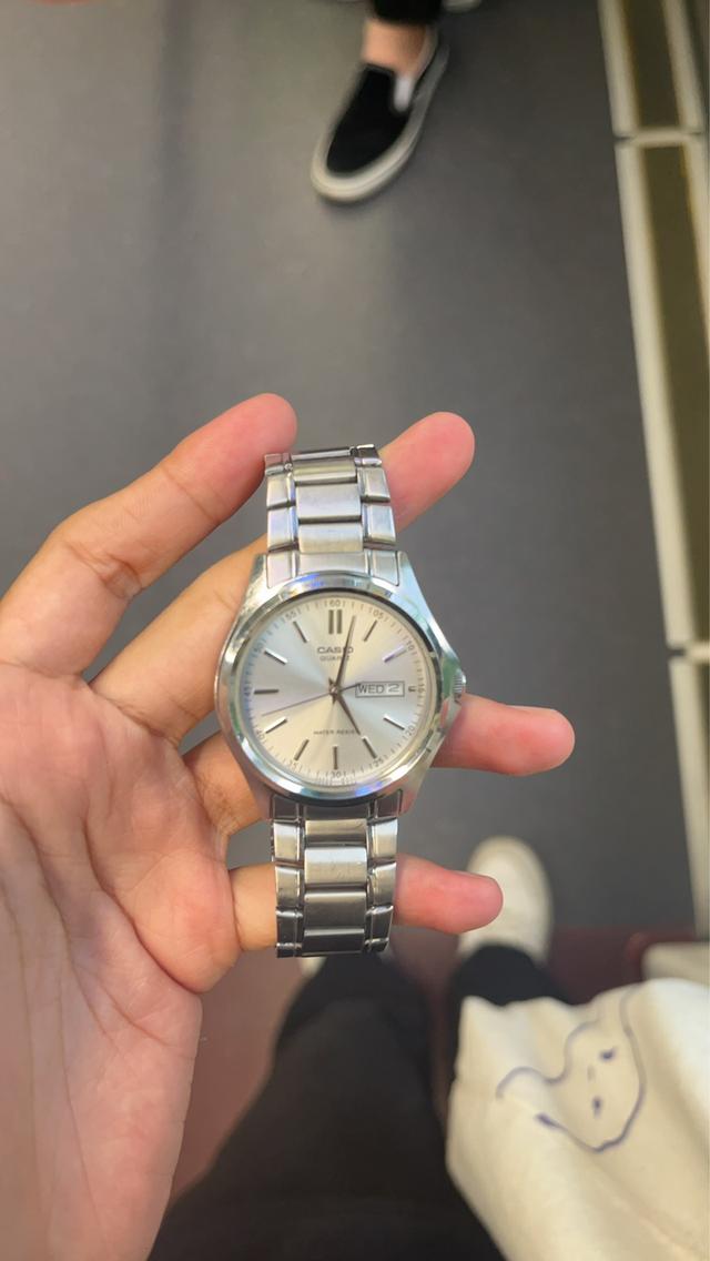  นาฬิกาcasioนาฬิกาข้อมือผู้ชาย Casio รุ่น MTP-1239D-7A หน้าปัดสีเงิน สายสเตนเลสสตีล